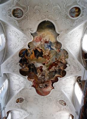 Aufnahme des Heiligen Augustinus in den Himmel, Deckenfresko von Franz Joseph Spiegler, Dreifaltigkeitskirche Koblenz